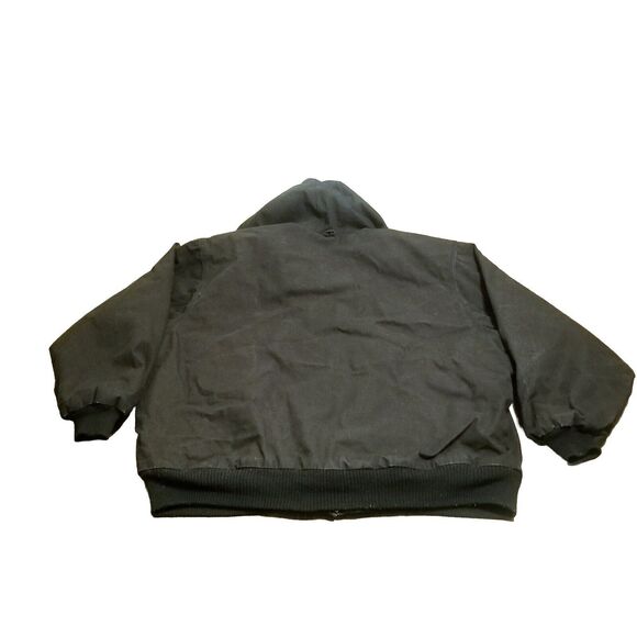 Walls Chore Jacket Men XXL Black Hooded Insulated Workwear Vtg Canvas Barn Coat - Picture 2 of 5